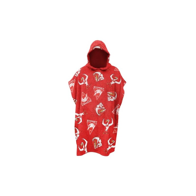 AFL Sydney Swans Junior Youths Kids Hooded Beach Towel, Red