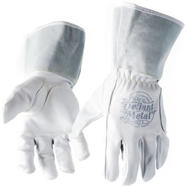 Defiant Metal TIG Welding Gloves - Premium White Goatskin Leather (Small)