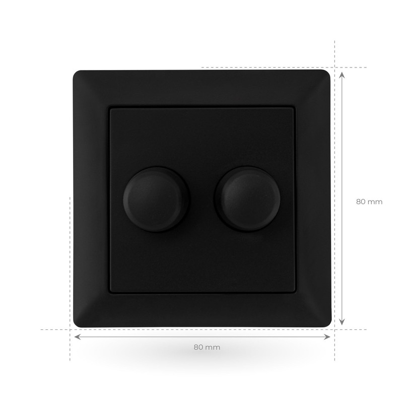 Ledvion - LED Duo Dimmer Cover Plate Black with Knob