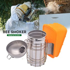 Abustle pig Bee Smoker with Heat Shield and Plastic Bellows, 201 Staniless Steel Beekeeping Equipment