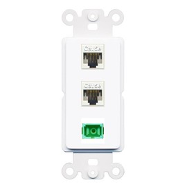 RiteAV 2 Port CAT5E SC-APC-Simplex Coupler Jack Insert Rocker Module Female-Female for Decorative Wall Cover Face Plate [White]