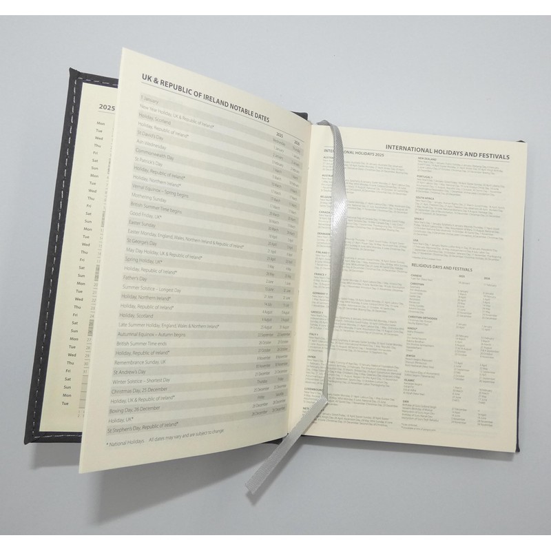 2025 Diary A5 Day to Page Diary Grey Colour Fashion