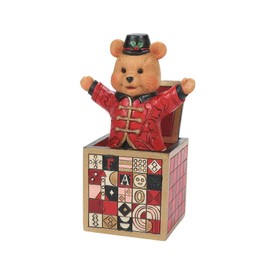 Enesco FAO Schwarz by Jim Shore Jack in The Box Teddy Bear, Figurine, 5.1 Inch, Multicolor