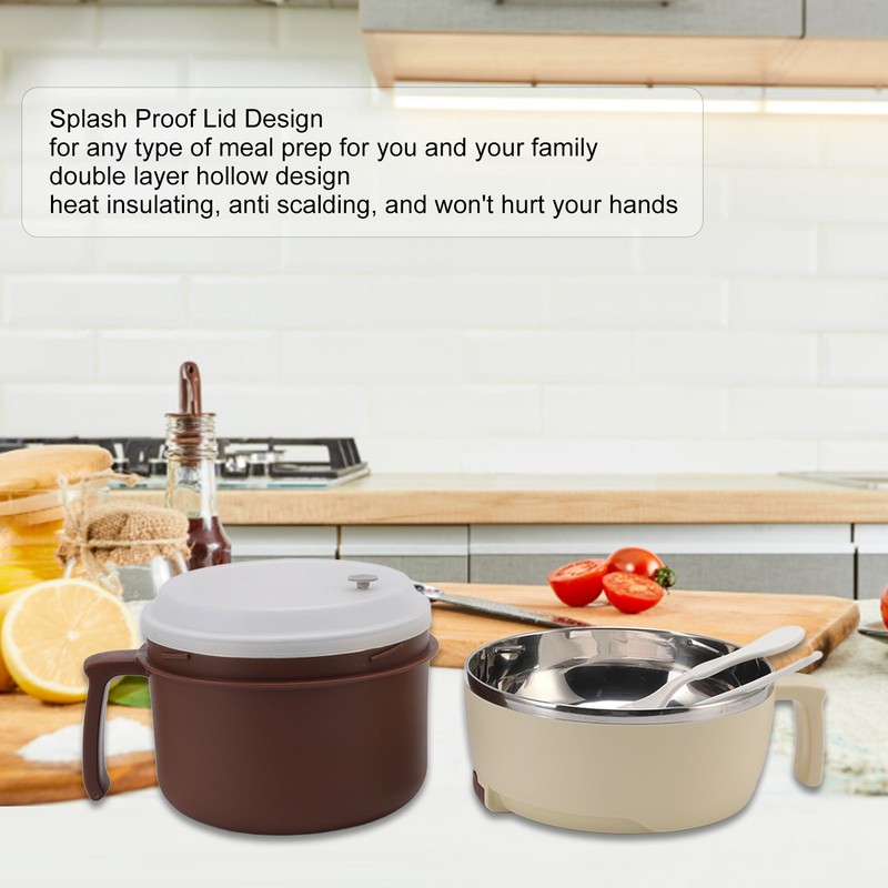 Stainless Steel Noodle Bowl Lunch Box Double Layer Ramen Bowl