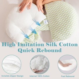 Duscdesp U Shaped Pregnancy Pillows for Sleeping,Adjustable Maternity Pillow,Detachable Maternity Pillow for Pregnant Women,Body Support, Providing a Comfortable Sleep(Green)