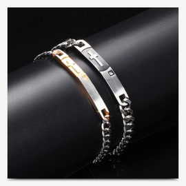 LAFATINA Cross Matching Bracelets for Men Women Couples His and Hers Lords Prayer Link Bangle Bracelet Christmas Wedding Valentine