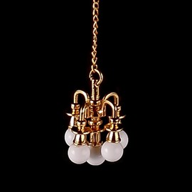 FONGKNOX Dollhouse Chandelier 1:12 Scale Dollhouse Ceiling Light Mini Chandelier Home Hanging Lamp Model Doll House Lighting Accessories