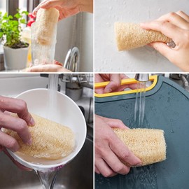 4 Pieces Loofah Sponge, Shower Sponge, Loofah Sponge Body, Natural Sponge for Showering, Loofah Scrub Sponge for Bathroom, Body Care, Kitchen, Cleaning