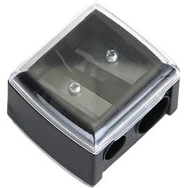 Black Eyeliner Sharpener Makeup Pencil Sharpener Pencil Sharpeners for Eyebrow Eyeliner Pencil Tool Dual Holes Eye Pencil Sharpener with Cover Portable Makeup Brushes and Tools