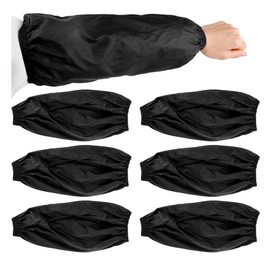 Framendino, 6 Pack PU Leather Oversleeve Arm Sleeves Waterproof Unisex Black for Cooking Cleaning Housework, Black, 6 Pack