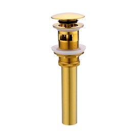 Luxier DS02-TG 1-5/8 in. Brass Bathroom and Vessel Sink Push Pop-Up Drain Stopper with Overflow in Brushed Gold
