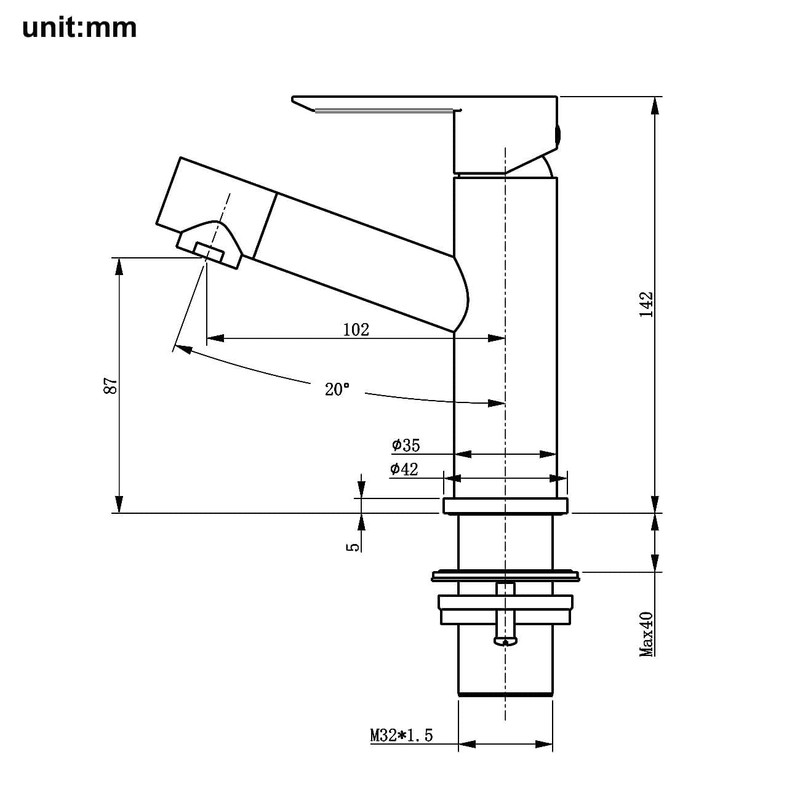 Tondiy Bathroom Tap, White, Washbasin Tap with Spout, Height 87