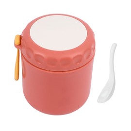 Insulated Food Container Jar Red 400ml Stainless Steel Leakage Proof with Spoon Thermal Lunch Jar for Soup Hot Food Kids
