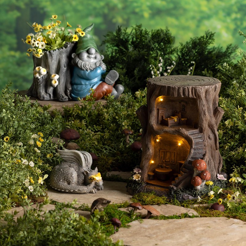 Evergreen Garden Baby Dragon Statue with Butterfly Solar Light |