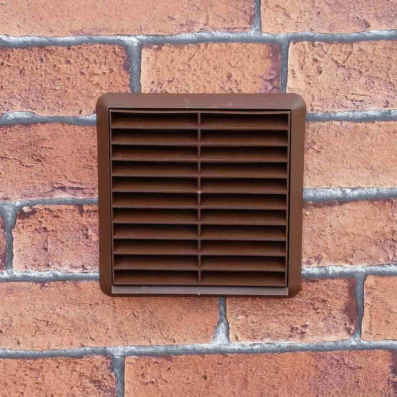 Kair Brown Louvred Wall Vent Grille 155mm External Dimension with