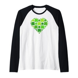 Colorful Hearts Shape Silhouette Lover Irish Shamrock Clover Raglan Baseball Tee