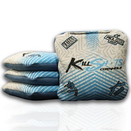 Killshots Cornhole | Katana Series | Signature Edition | ACL Pro Certified Cornhole Bags | Premium Quality | Dual-Speed | Durable & Weather Resistant | Set of 4 Bags (Light Blue Stars)