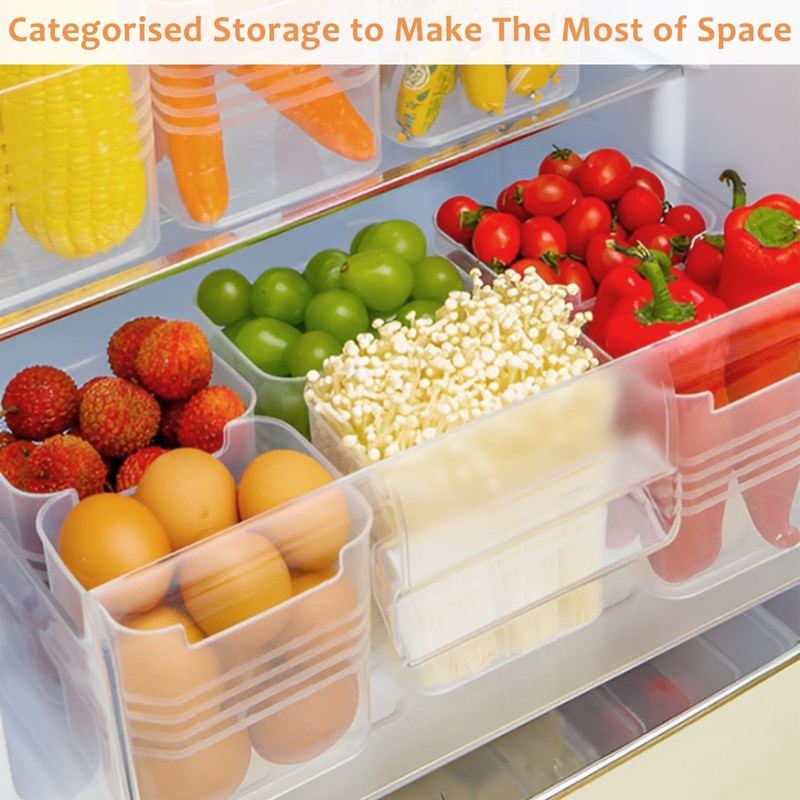 YAYODS 9 Pcs Fridge Storage Organiser Box, Plastic Refrigerator Side