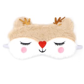 Eye Mask for Sleeping, Christmas Reindeer Eye Masks Soft Fluffy Plush Sleep Mask Novelty Blindfold Breathable Silk Eye Cover for Women Men Girls Kids Night Nap Travel Meditation A7DWMRYZ (Deer)