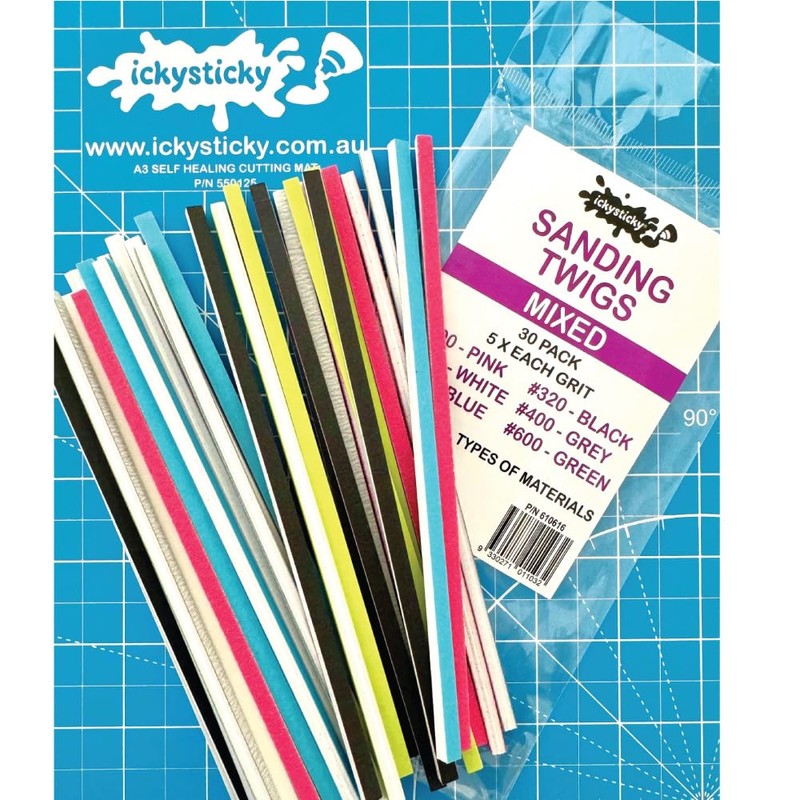 ICKYSTICKY Mixed Grits Sanding Twigs or Sticks Ideal for Woodworking