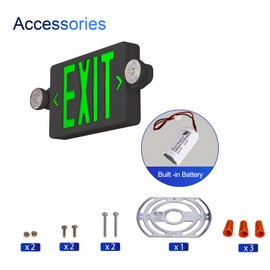 CM MZY Exit Sign with Emergency Lights, Exit Signs Light with Battery Backup,Green Emergency Lights with Black Housing, Two Adjustable Heads, Combo for Business,AC 120/277V, UL Certified, 1 Pack