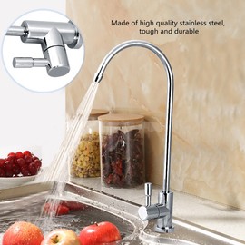 Stainless Steel Tap Faucet,1/4 inch 360° Rotation Goose Neck Kitchen Sink Tap Chrome Reverse Osmosis RO Drinking Water Filter,Tough and Durable for Water Purifiers,Water Softeners,etc