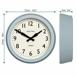 JONES CLOCKS® Telecom wall Clock | Round Vintage Retro Clock | 10.5 inch | Pale Blue | Modern take on a Vintage Classic for Kitchen, Living Room or Office
