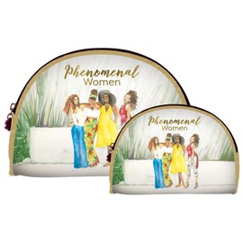 African American Expressions - Mothers Day Gifts for Mom, Set of 2 Makeup Bags, Phenomenal Women, 9 x 6.5/7.5 x 5 Inches, COS-21