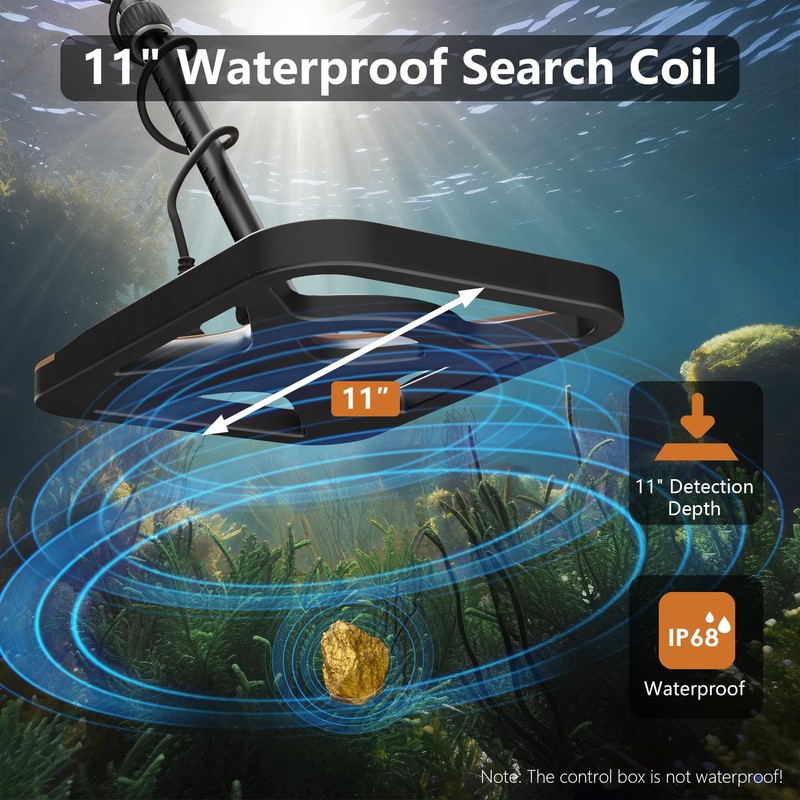 DetectTrek Metal Detector for Adults Rechargeable, 11" Professional Metal Detector