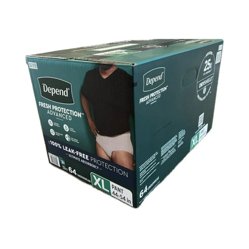 Depend Fresh Protection Advanced Men's Underwear, Extra Large (64 Count)