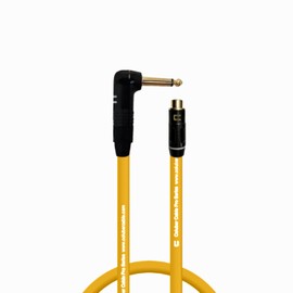 COLUBER CABLE Right Angle 1/4" TS to RCA Female - 1 Feet - Yellow - Pro 3-Pin Microphone Connector for Powered Speakers, Audio Interface or Mixer for Live Performance & Recording