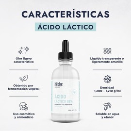 Hebbe - Ácido Láctico, Exfoliante y Regulador de pH para Cosméticos, 120 g