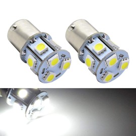 Ruiandsion - 2 bombillas LED 1156 BA15S superbrillantes, 6000 K, color blanco/rojo, 6-30 V, 5050, 9 SMD, luz de marcha atrás, señal de giro, luces traseras, Blanco