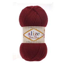 5 x 100 g Alize Baby Best Knitting Yarn Plain Baby Wool Anti-Pilling 44 Colours, Colour: 390 Cherry Red