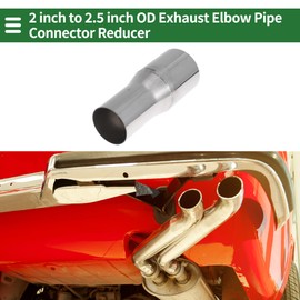 Motoforti 2" OD to 2.5" OD Mandrel Exhaust Bend Elbow Concentric Reducer T304 Stainless Steel Pipe Adapter 6 Inch Length Silver Tone