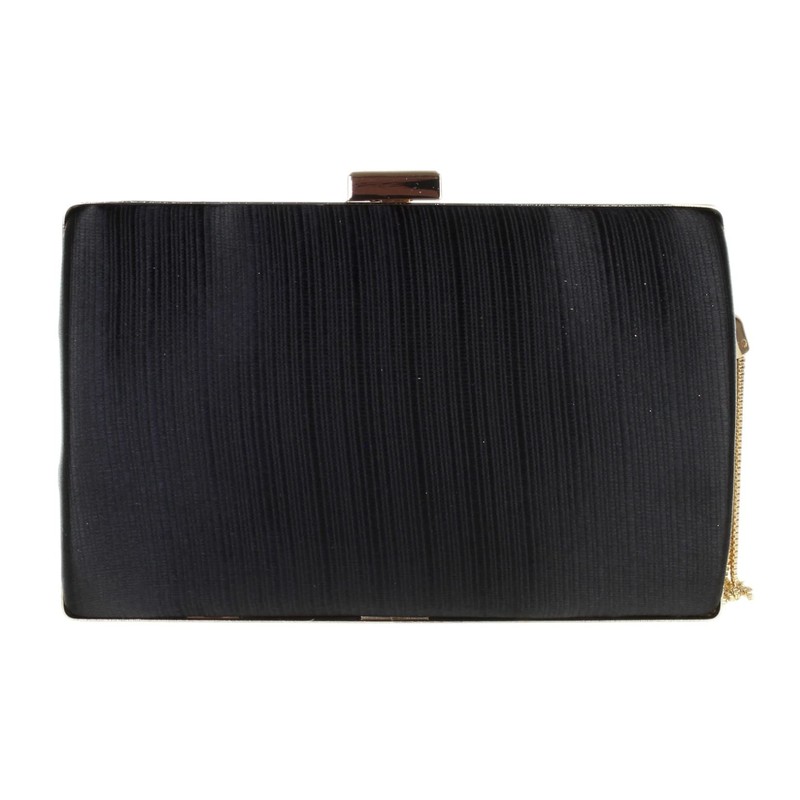 Girly Handbags Ladies Compact Satin Stripe Clutch Bag, black