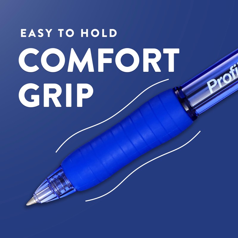 Paper Mate Gel Pen, Profile Retractable Pen, 0.7mm, Blue, 4