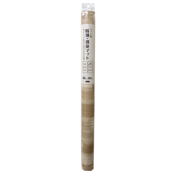 Meiwa Gravure INSF-203 Pet Anti-Slip, Deodorizing, Waterproof Mat, 23.6 x 35.4 inches (60 x 90 cm), Wood Grain Pattern, Beige