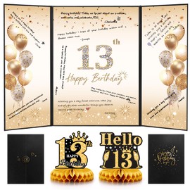 Black Gold 13th Birthday Decorations, 13th Birthday Guest Book Alternative, 13th Birthday Party Decorations, 13th Birthday Party Supplies, 13 Year Old Birthday Gifts for Women Men