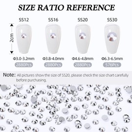 Meibite Silver Flatback Rhinestones, Glass Rhinestones for Nail Art and Craft, Glue Fix, Loose Crystal Gemstones(Silver, SS16, 2880pcs, 3.8-4.0mm)