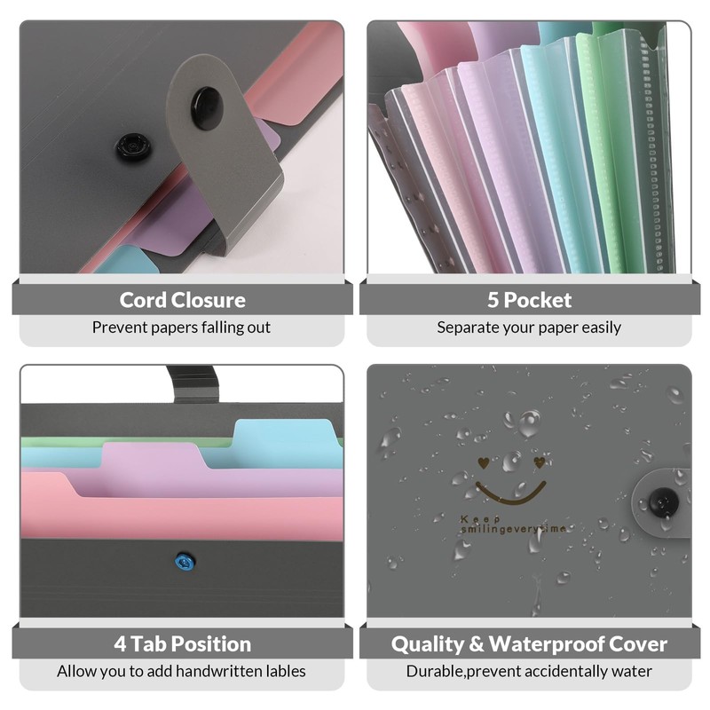 SKYDUE Expanding File A4, Folder with Compartments, Document Folder with