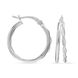 LeCalla 925 Sterling Silver Classic Twisted Hoop Earrings | Double Hoop Earrings | Twisted Click-Top Earring Hoops for Women - 20MM