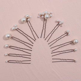 12 Pieces Bridal Hair Accessories Pearl Wedding Hair Pins Handmade Bridal Hair Pins for Wedding Brides Women Girls