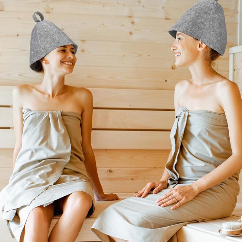 2Pcs Comfortable Natural Felt Bath Hat Durable Felt Cap Sauna