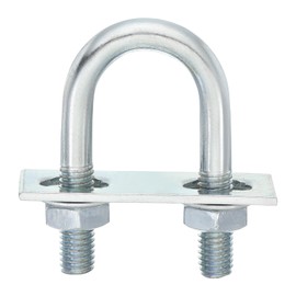 QUARKZMAN Round U-bolt U-bolt, 6 set 22 mm ID x 56 mm length U angle M8 galvanised carbon steel U-clamp bolts with nuts and plates, for car repair boat trailer