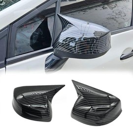 2Pcs Car OX Horn Side Rearview Mirror Exterior Cover Cap For Honda Civic 2012 2013 Carbon Fiber Black