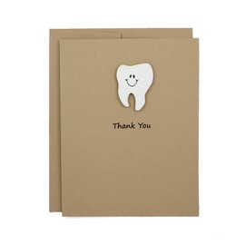 Tooth Thank You Card Kraft Brown | Handmade Greeting Card for Dentists | Tooth with Smile | matching Envelope