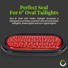 Black Rubber Grommet for Universal 6" Oval/Oblong Taillights [Easy Installation] [Durable Rubber] For Trailers RV & Trucks