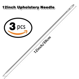 NICECONE 3 PCS 12inch Upholstery Needle 30cm Length 3mm Thickness, Large Eye Long Straight Hand Sewing Needles for Canvas Carpet Leather Home Crafts Projects Repair Stitching