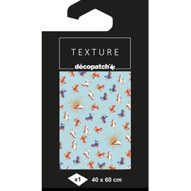 Décopatch - Ref TD866C - Texture Collection - Light Blue Roller Skates Pattern - Contains 1 Sheet of 30 x 40cm Textured Paper, Foil Printing for Metallic Effects